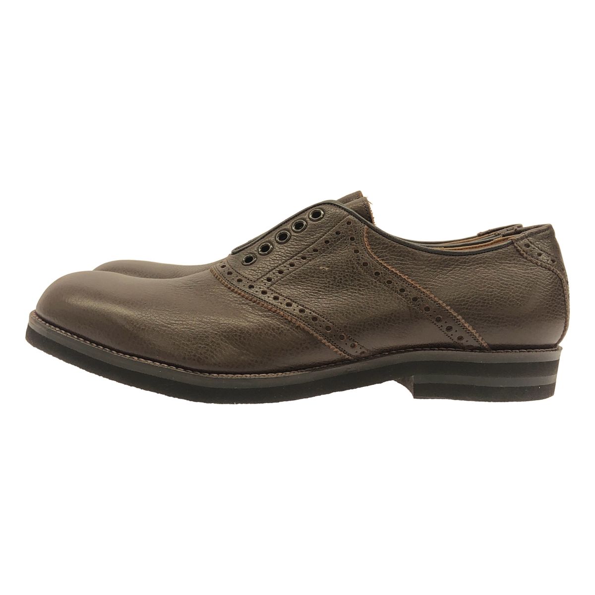 foot the coacher フットザコーチャー メダリオンレザーレースレススリッポンシューズ  ブラウン 9 foot the coacher フットザコーチャー メダリオンレザーレースレス