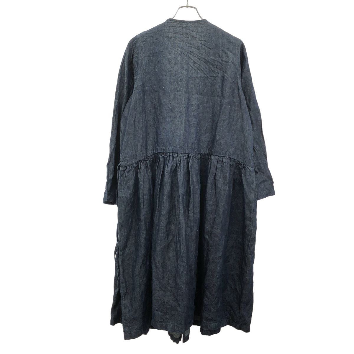 nest Robe ネストローブ インディゴ染めリネンカシュクールワンピース