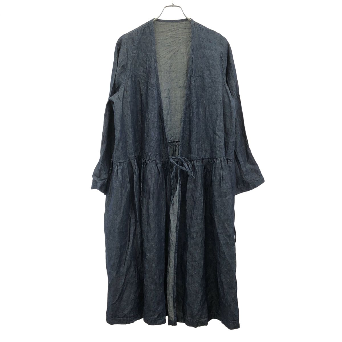 nest Robe ネストローブ インディゴ染めリネンカシュクールワンピース
