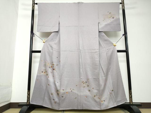 平和屋着物●訪問着　草花文　暈し染め　金彩　正絹　逸品　DABI2133ud