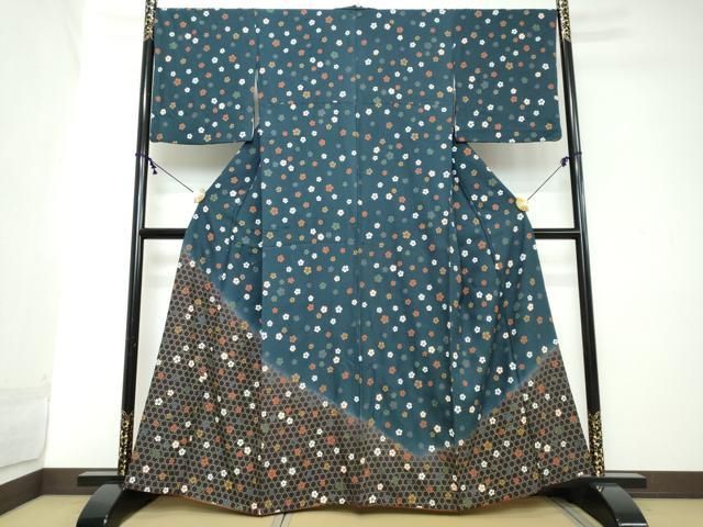 平和屋着物●訪問着　籠の目舞花文　暈し染め　正絹　逸品　DABI2143ud