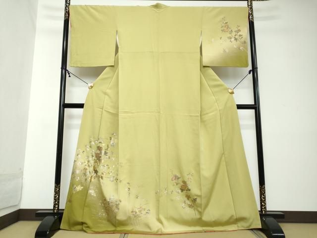 平和屋着物●訪問着　草花文　暈し染め　金銀彩　正絹　逸品　DABI2148ud