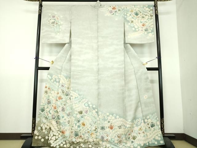 平和屋着物●訪問着　作家物　絞り　辻が花　暈し染め　銀通し地　正絹　逸品　DABH9714ps