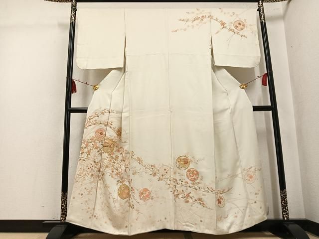平和屋着物●訪問着　駒刺繍　雪輪草花宝尽くし　金彩　正絹　逸品　AABK5317ph