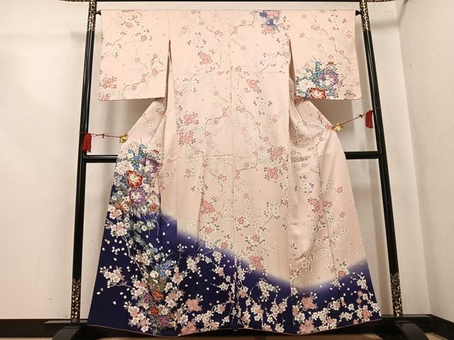 平和屋着物●訪問着　童子　桜　暈し染め　金彩　正絹　逸品　AABK5326ph