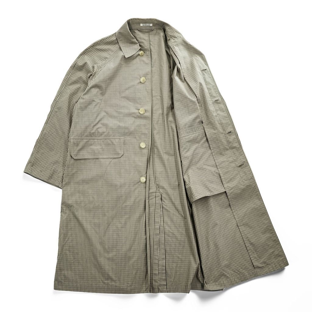 AURALEE 日本製 ステンカラーコート FINX WEATHER CLOTH CHECK COAT