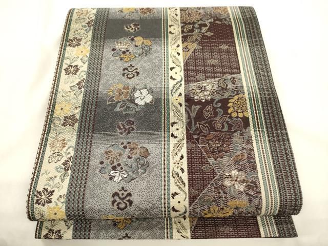 平和屋着物●六通柄袋帯　草花間道　正絹　逸品　CABJ9449dy 21,840円