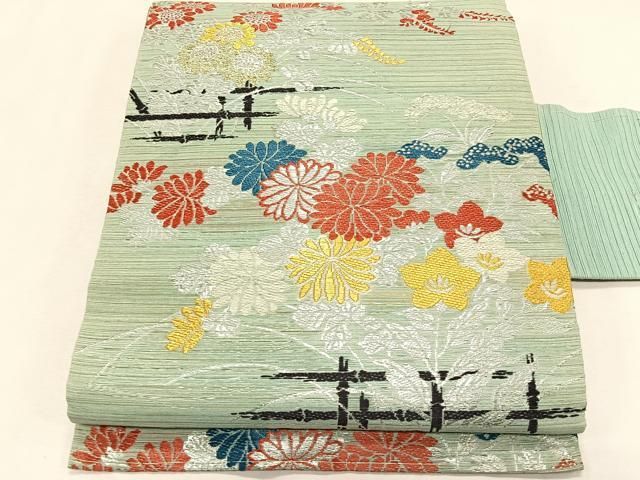 平和屋着物*夏物 アンティーク 大正ロマン 九寸名古屋帯 唐織 草花文 金銀糸 正絹 逸品 CABK1440fb