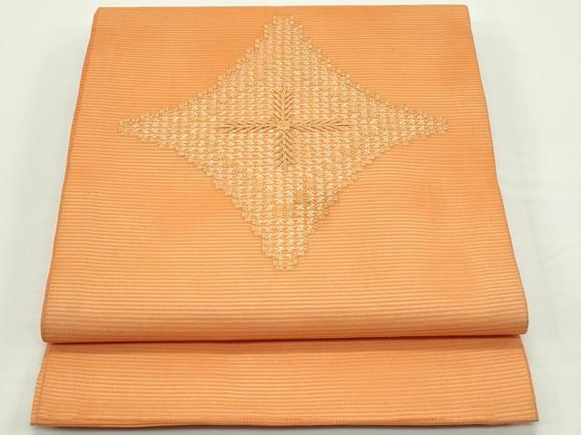 平和屋着物＊夏物　九寸開き名古屋帯　ドロンワーク　菱文様　正絹　逸品　CABJ9135rv