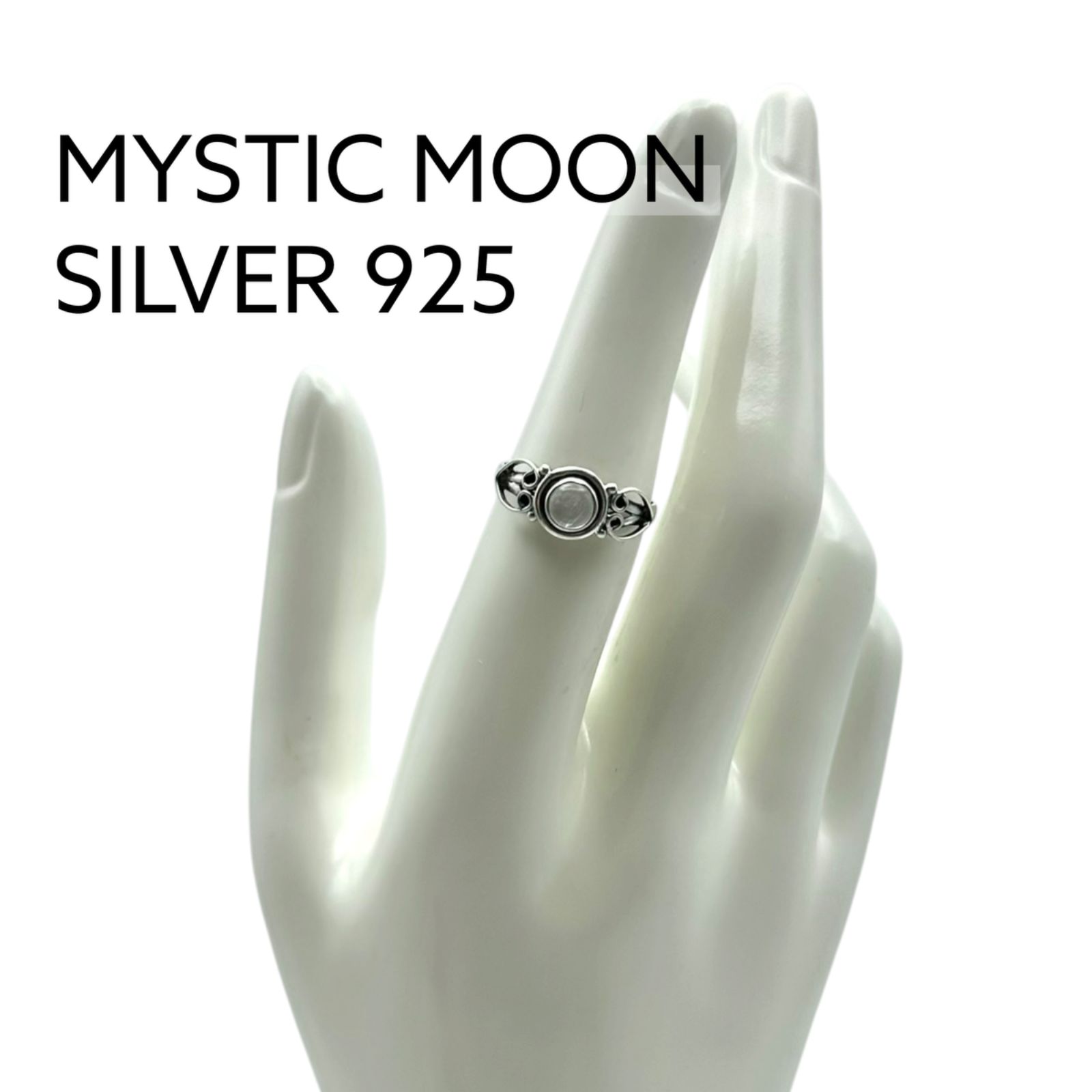 【神秘を宿す】 月の石 ムーンストーン Silver 925 刻印 Vintage Design Ring シルバー ヴィンテージ デザイン リング 12号 12.5号 レディース 指輪 天然石 6,408円