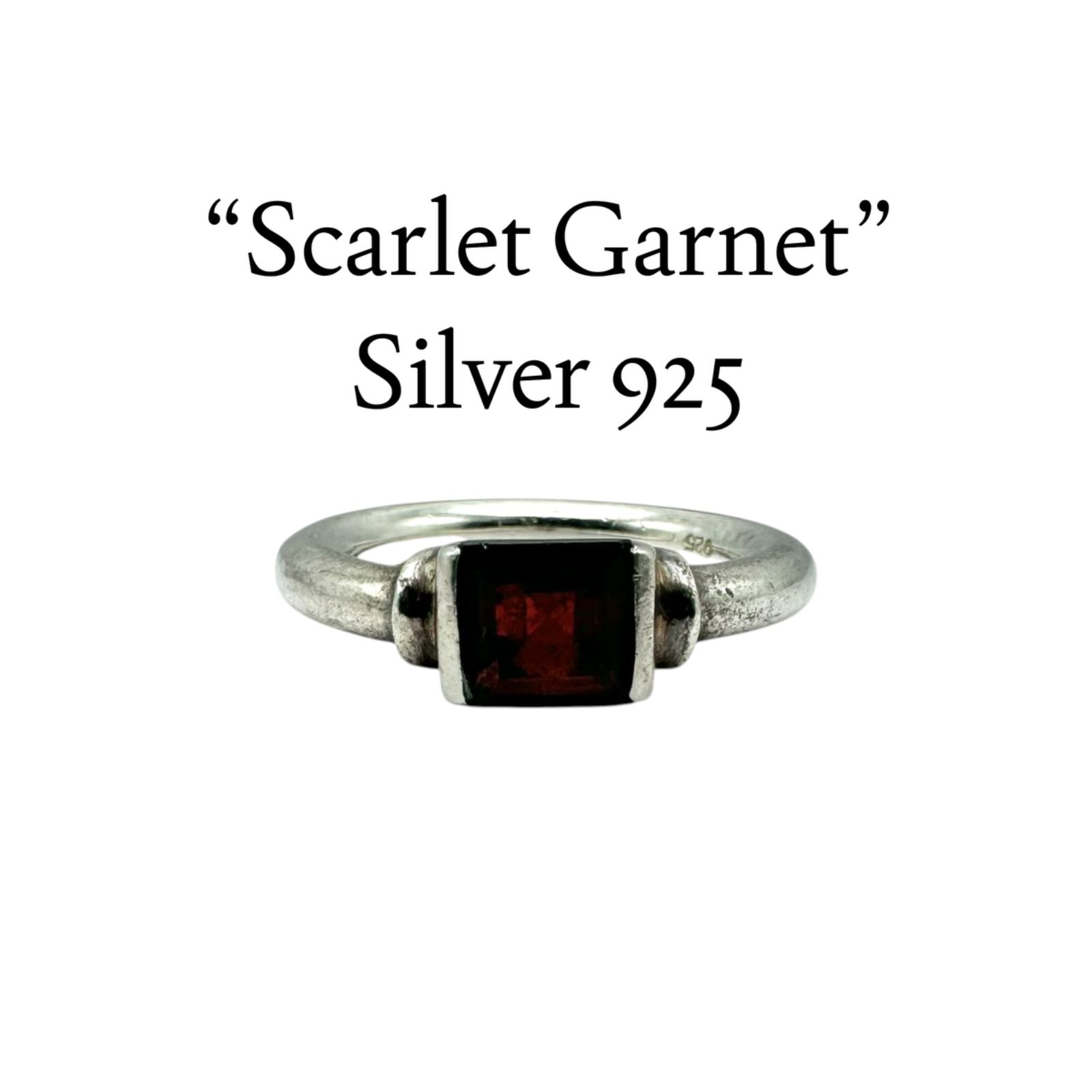 【情熱を映す】 ガーネット Silver 925 刻印 90s Vintage Design Ring シルバー ヴィンテージ デザイン リング 12号 12.5号 レディース 天然石 スクエアカット レッドストーン