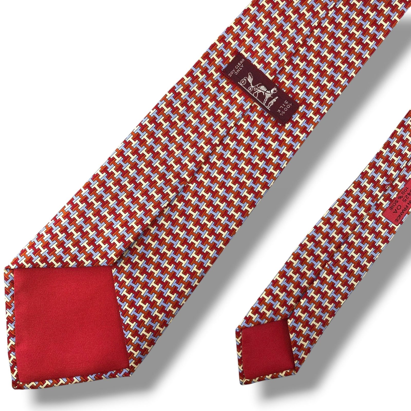 ファッション小物 ☆極美品 試着程度☆HERMES H柄 ネクタイ✨レッド