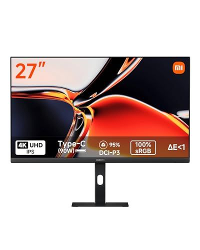Xiaomi 4Kモニター A27Ui 3840x2160 UHD画質 MAX90W USB-Cリバースチャージ IPSハードスクリーン 178°HD広視野角 高い色精度 95% DCI-P3 sRGBカバー率100% VA非光沢 カラーマッチング 低ブルーi
