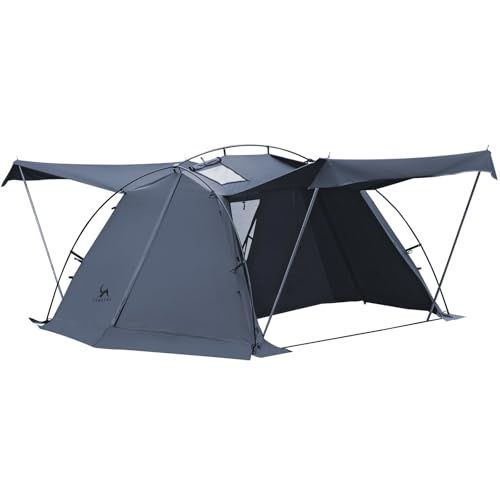 TOMOUNT パップテント シェルター ソロテント TC ポリコットン インナー付き 煙突穴付き 自立式 キャンプ 一体式フレーム キャノピー 多機能 日よけ 通気性 遮光 組立簡単 LODGE-TENT★m 678e4f4a