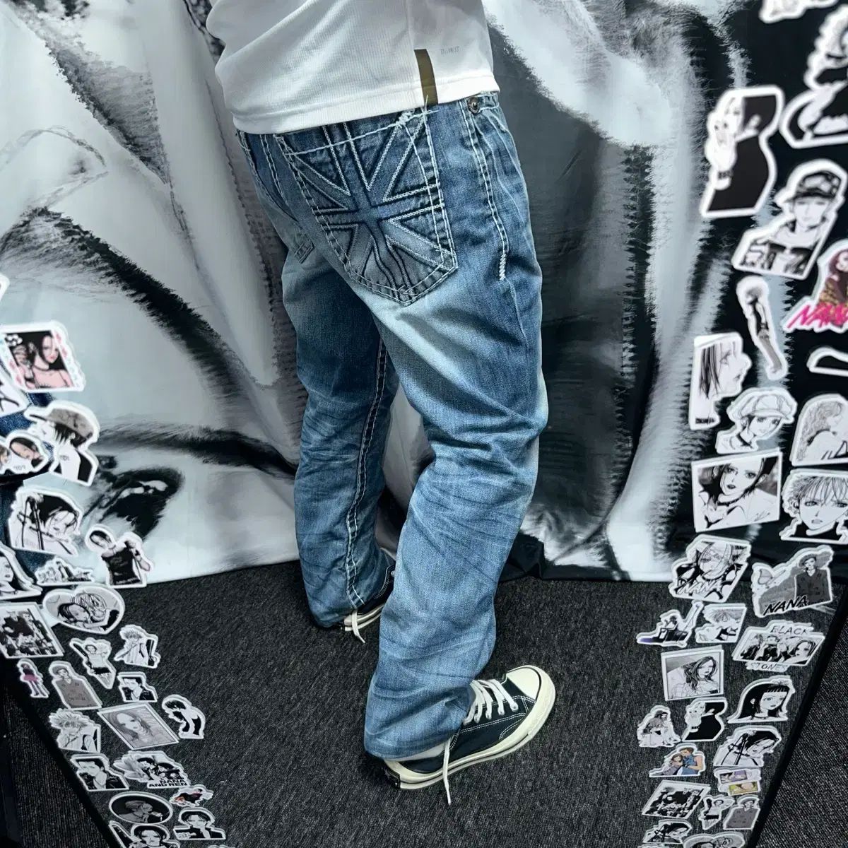 ASK エスク ユニオン잭 スティッチ デニムパンツ