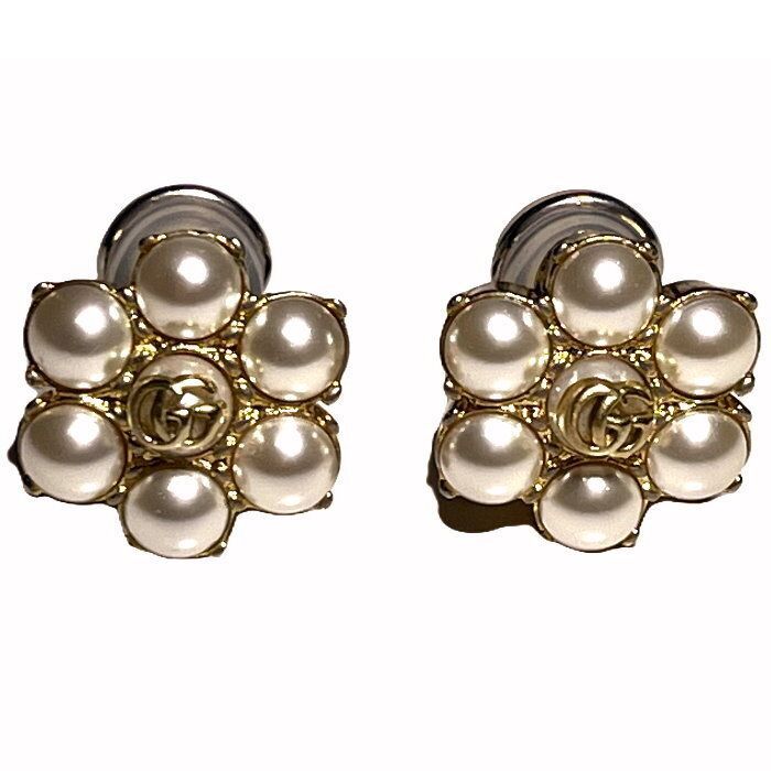 GUCCI パール ダブルG フラワー イヤリング 645669 I4620 8078 ゴールド GGマーモント クリップタイプ ピアス アクセサリー レディース ユニセックス 【新品・本物】売れ筋