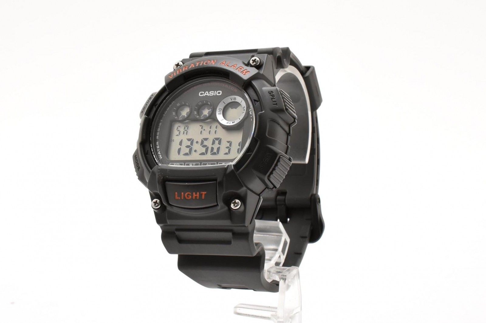 カシオ CASIO W-735H デジタル クォーツ 腕時計 グレー液晶 ステンレスケース レジンベルト メンズ