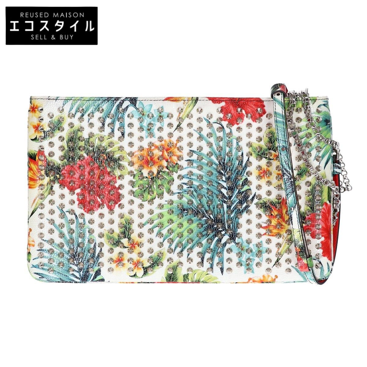 CHRISTIAN LOUBOUTIN クリスチャンルブタン 【新品同様】1165173 LOUBIPOSH NV CLUTCH CALF HAWAII/SPIKES スパイク クラッチバッグ