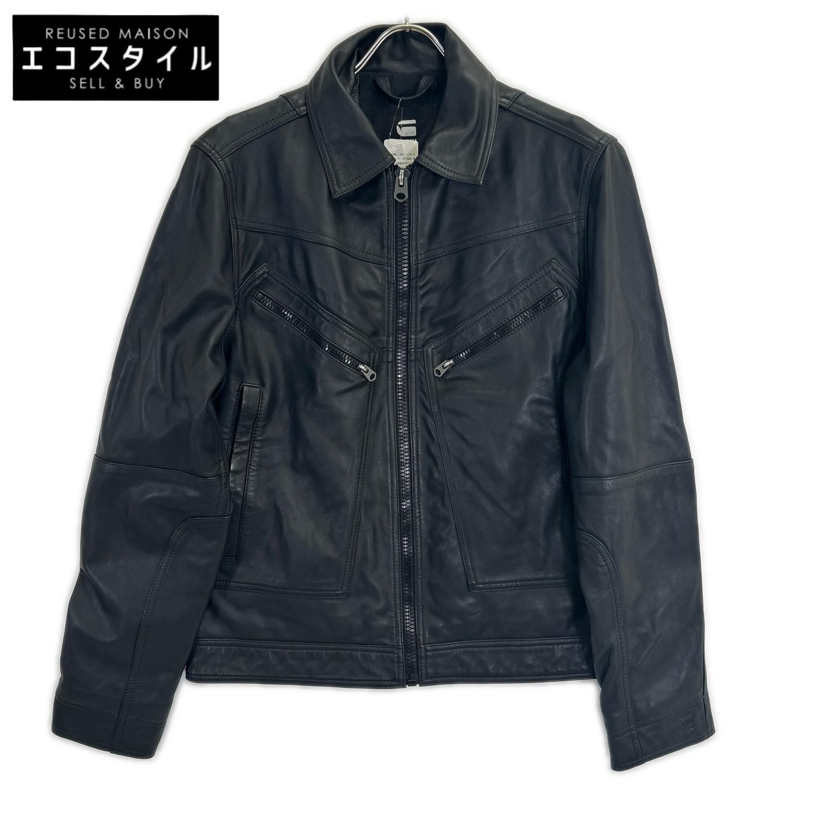 G-STAR RAW　ジースターロゥ　ブラック シープスキン フライトレザージャケット　M