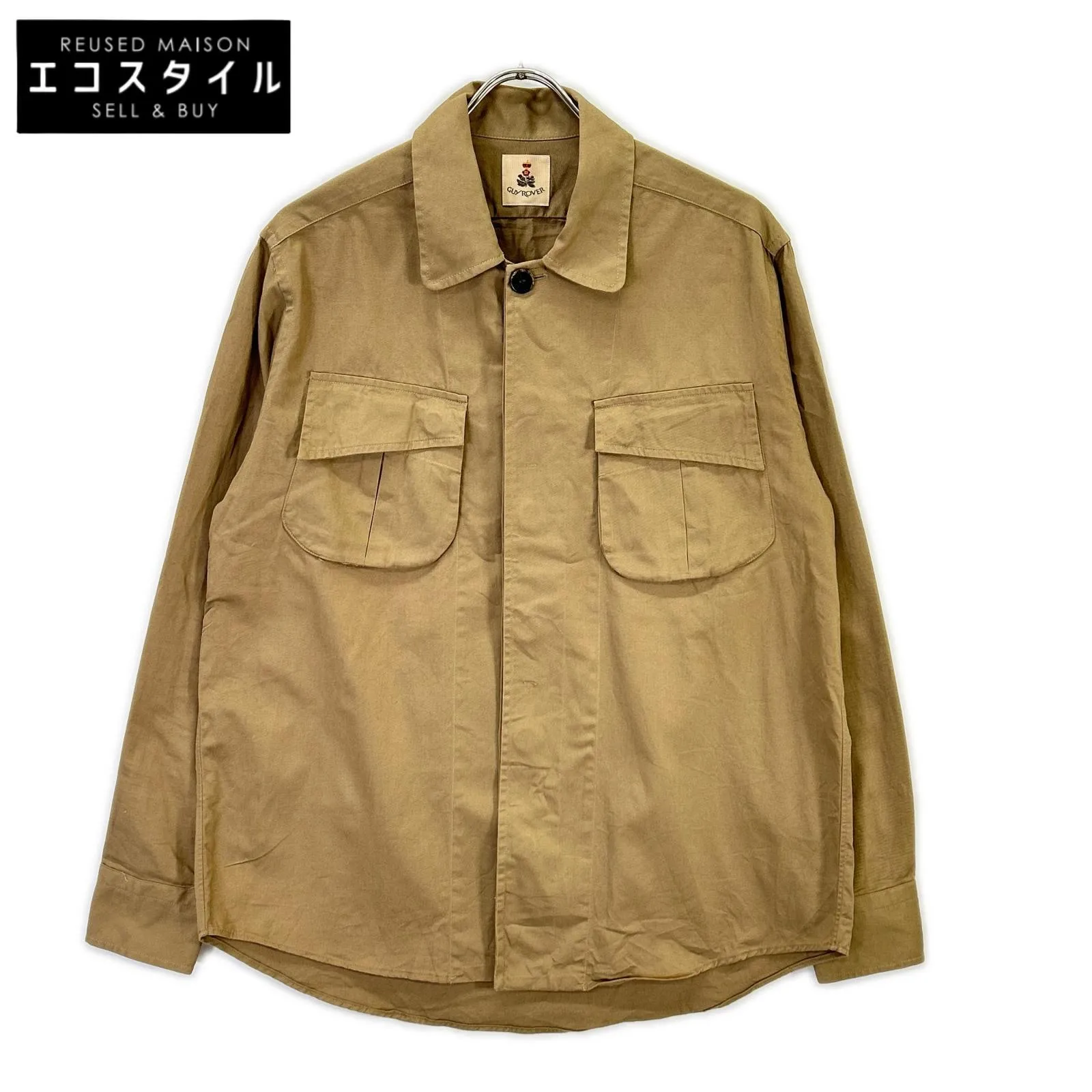 Guy Rover ギローバー 3850GR654L ベージュ 丸襟 ミリタリーシャツジャケット M Guy Rover ギローバー 3850GR654L ベージュ 丸襟 ミリタリーシャツ