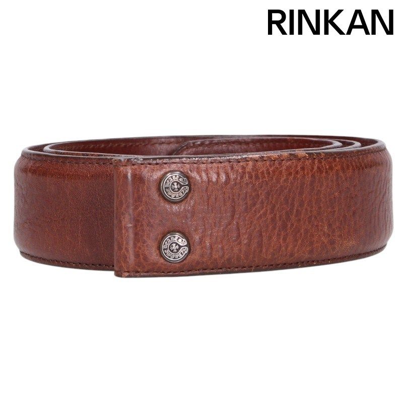 クロムハーツ 1.5 STRAP/1.5inchスクロールレーベルリベッツ レザーベルト メンズ 32