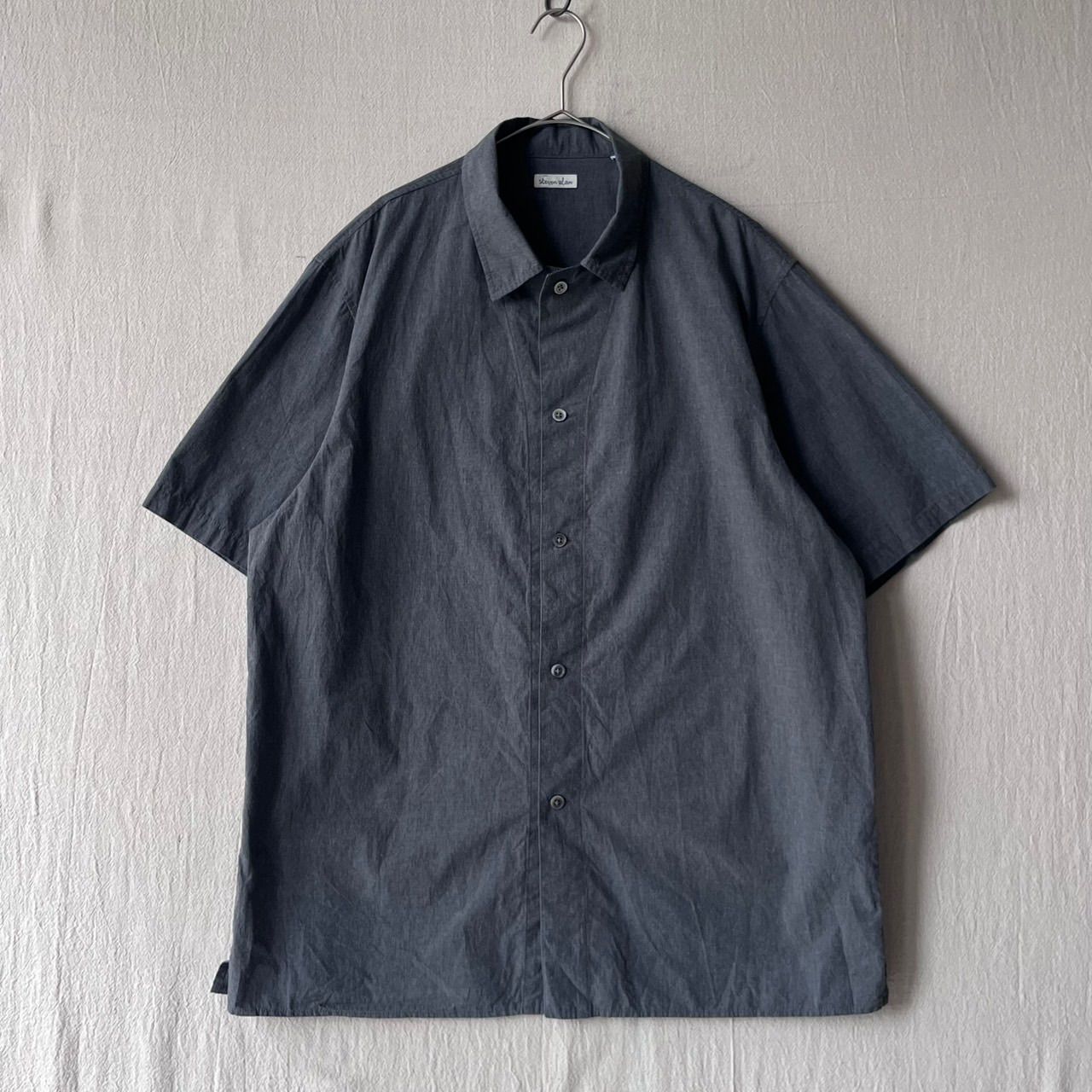 STEVEN ALAN シャツ / コットン チャコール グレー 半袖 ボックス 日本製 T6-07076-9165