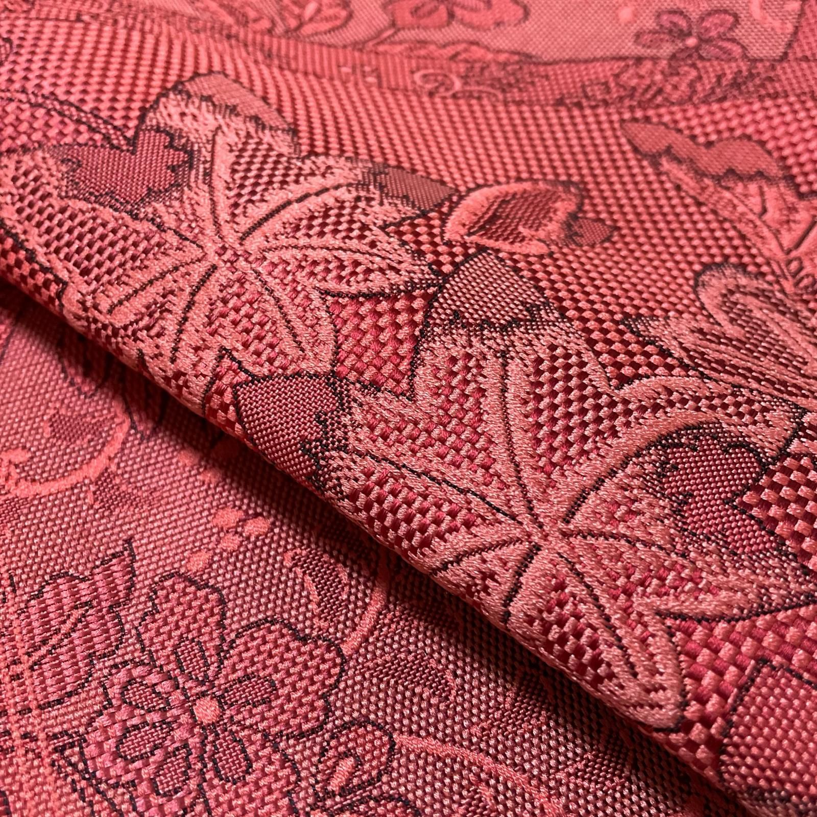 本場筑前博多織 名古屋帯 花模様 花唐草 八寸 正絹 着物 X-4839