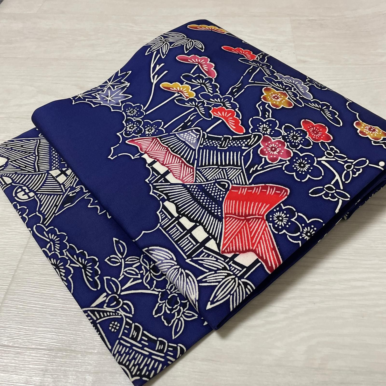 名古屋帯 塩瀬 型染め 九寸 正絹 着物 X-5165