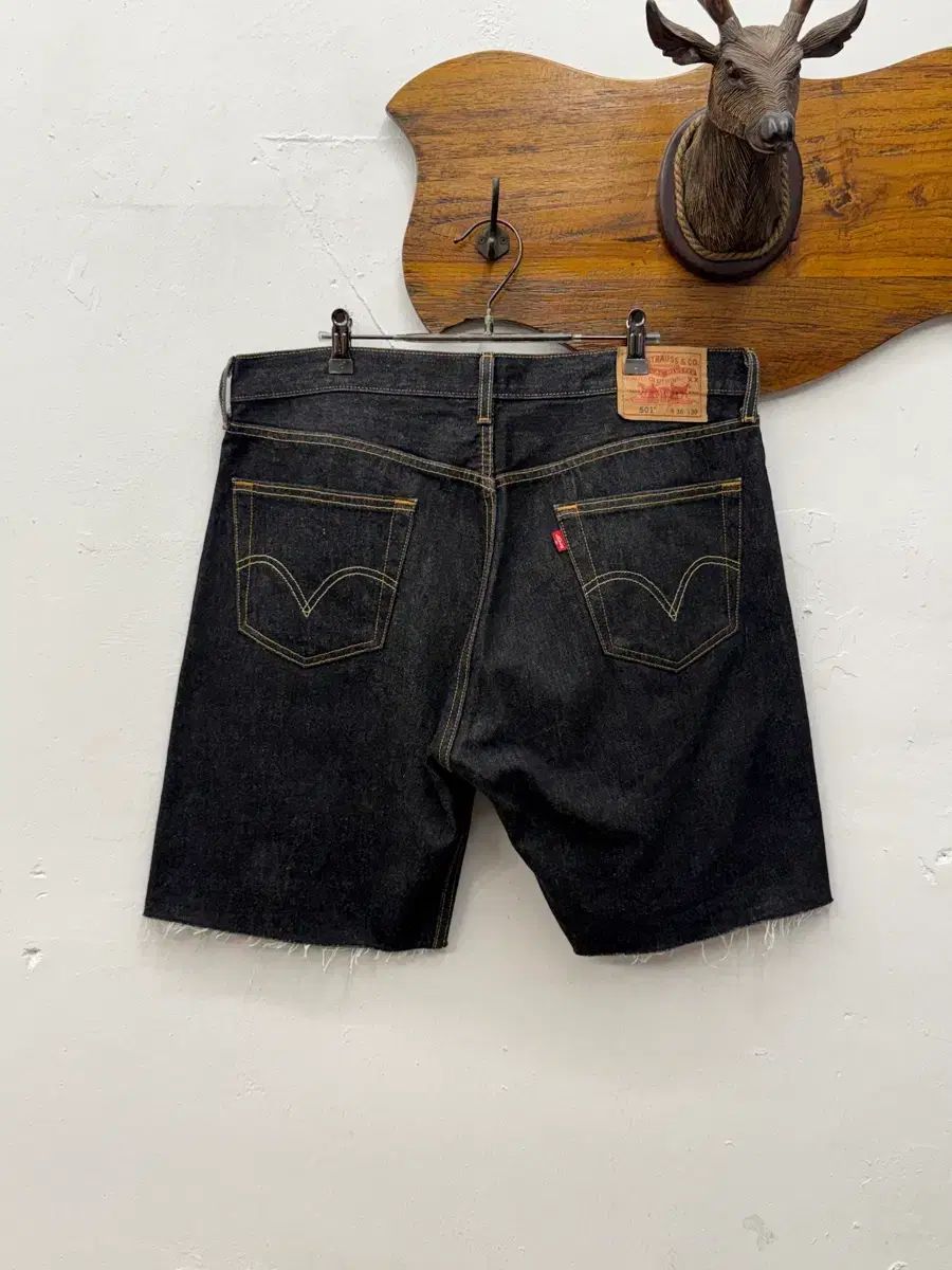 36 5) Mexico LEVI'S 501 ショーツ ブラックデニムハーフパンツ