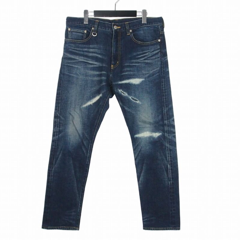 ユニフォームエクスペリメント uniform experiment 22SS DAMAGED DENIM PANTS ダメージ加工 デニムパンツ ジーンズ 3 インディゴ UE-220033