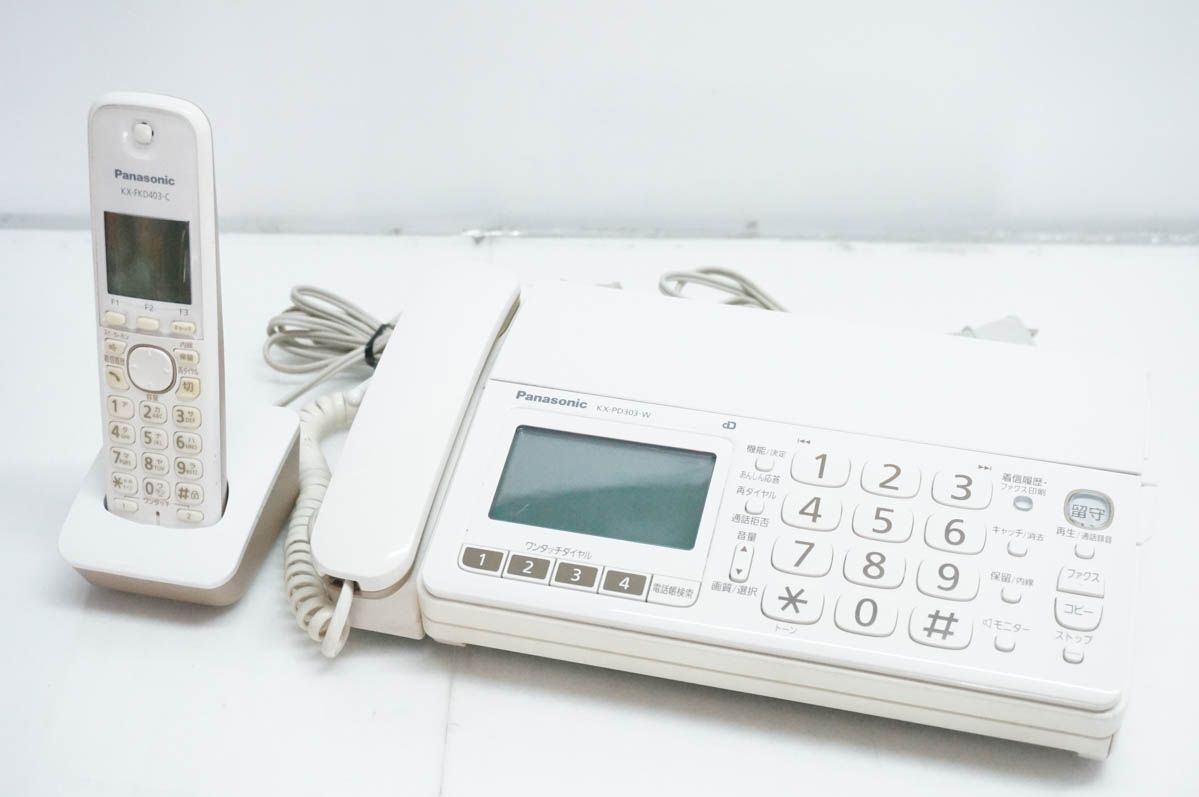 【中古】Panasonicパナソニック 普通紙ファックス おたっくす KX-PD303 子機1台付き