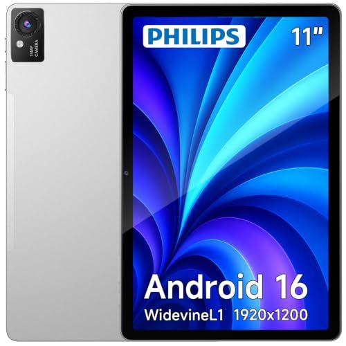 【PHILIPS タブレット T8015 国内正規品】11インチFHD/Widevine L1/Android 16/90Hzリフレッシュレート/MediaTek G99 (6nm)/6GB/128GB+1TB拡張/8000mAh+18W急速充電/顔認証/Gi