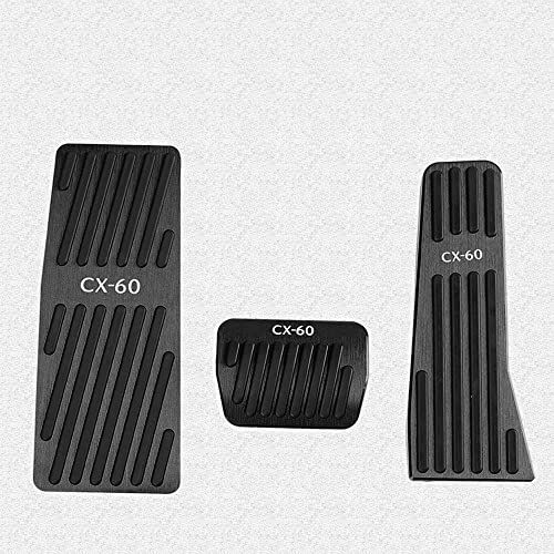 マツダ CX-60 専用 アルミ ペダルカバー ブレーキ フットレスト アクセルペダル 3点セット 工具不要 CX-60ロゴ付 防キズ 防汚れ(ブラック)ts 14953fe3