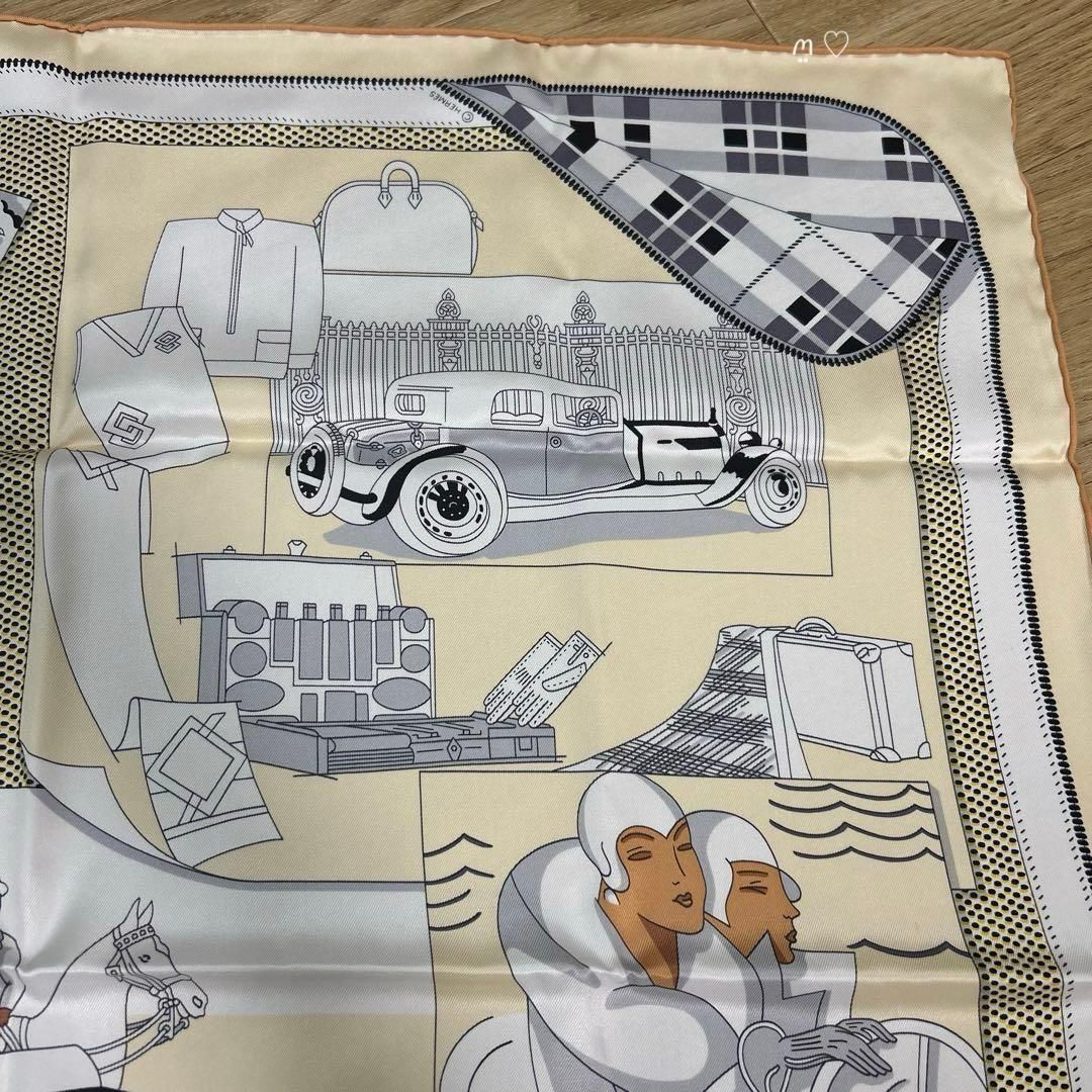 ☘️美品☘️ HERMES 2023SS カレ70 自動車の快適 ベージュ ☘️美品☘️ HERMES 2023SS カレ70 自動車の快適 ベージュ 新品