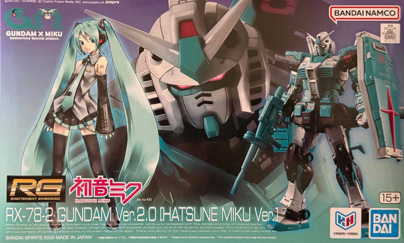 BANDAI SPIRITS(バンダイ スピリッツ) RG 機動戦士ガンダム RX-78-2 ガンダム Ver.2.0 [初音ミクVer.] 1/144スケール 色分け済みプラモデル