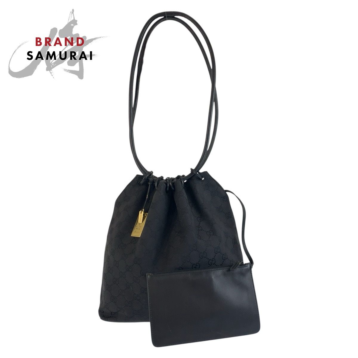 美品 GUCCI グッチ ブラック 黒 ゴールド金具 GGキャンバス/レザー
