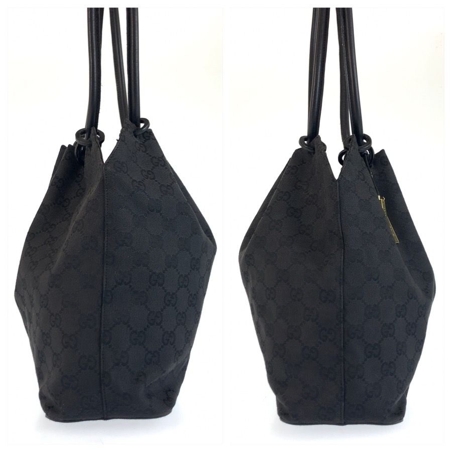 美品 GUCCI グッチ ブラック 黒 ゴールド金具 GGキャンバス/レザー