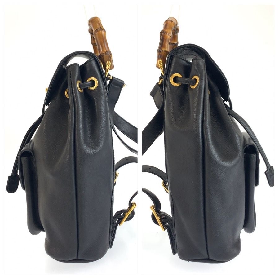 美品 GUCCI グッチ ヴィンテージ バンブー ブラック 黒 ゴールド金具