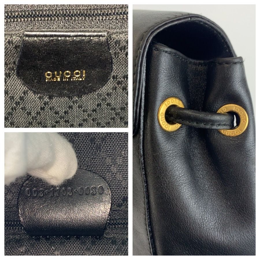 美品 GUCCI グッチ ヴィンテージ バンブー ブラック 黒 ゴールド金具