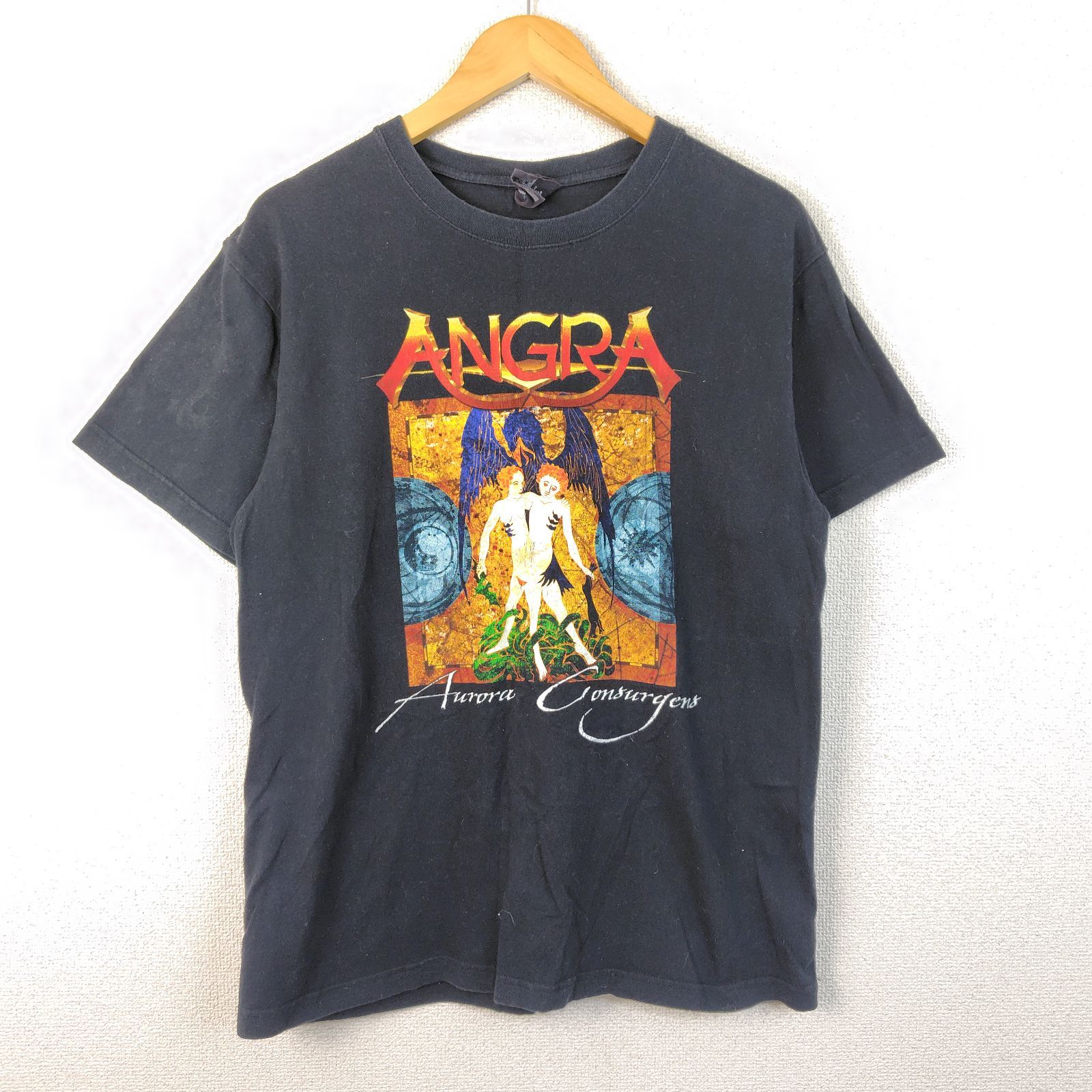 ROCK ロック ANGRA アングラ Tシャツ 半袖 ブラック Large メンズ 古着 グランジ ストリート