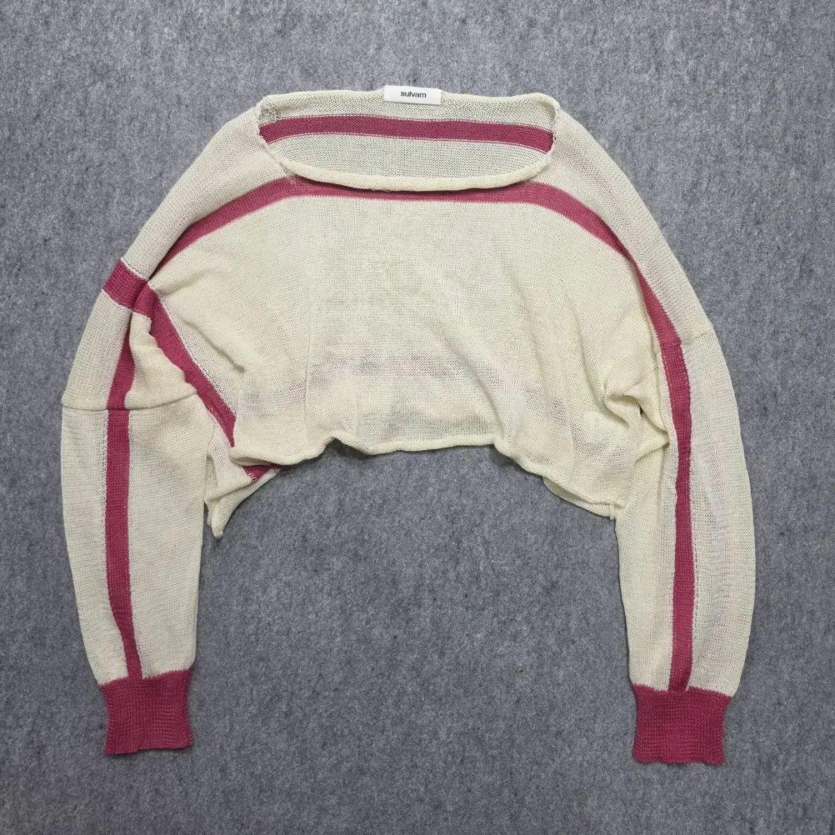 Sulvam カットオフ ディストレス オーバーサイズ クロップドニット L