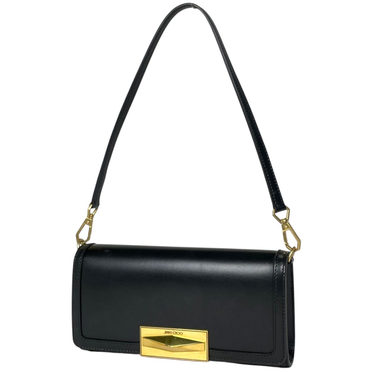 ジミーチュウ JIMMY CHOO ショルダーバッグ ダイヤモンド ミニ レザー ブラック レディース 【中古】