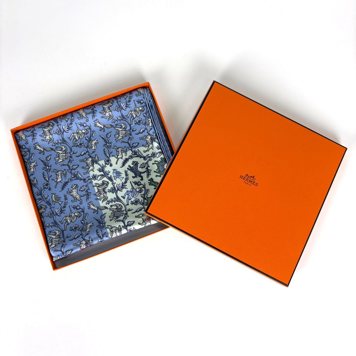 エルメス HERMES カレ90 CHASSE EN INDE スカーフ インドの狩猟 象柄
