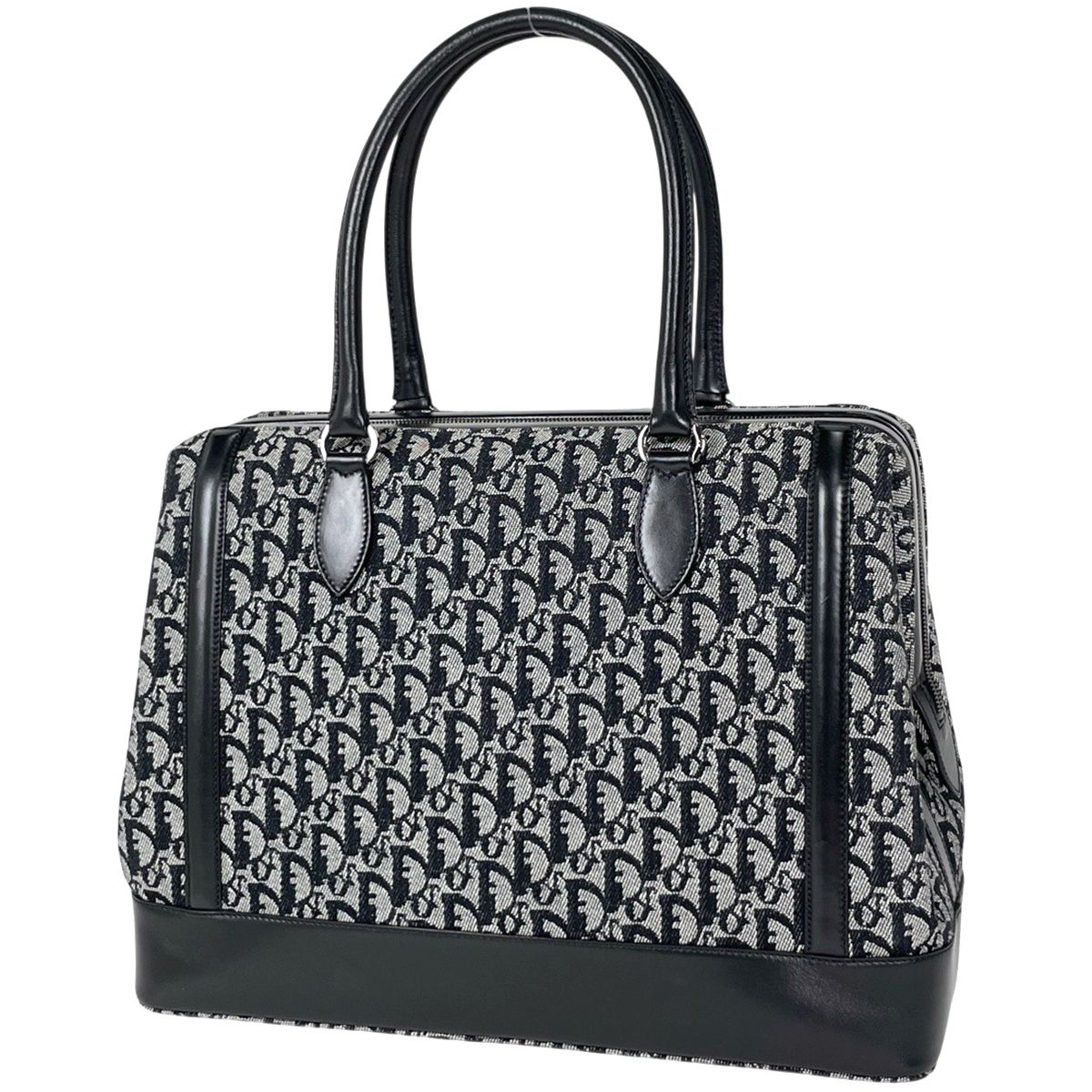 クリスチャンディオール Christian Dior ハンドバッグ トロッター柄 キャンバス ブラック レディース 【中古】