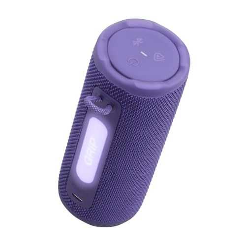 JBL GRIP/スマートサイズ ポータブルスピーカー/Bluetooth対応 / IP68 防塵防水/アンビエントライト/アプリ対応/USB-C/AURA CAST マルチスピーカー接続/パープル/JBLGRIPPURi