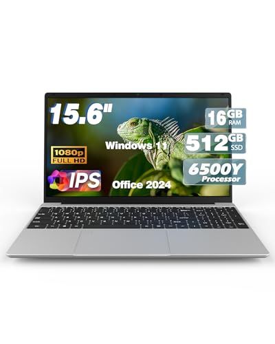 ノートパソコン 15.6インチ IPS 1080P スクリーン, 6500Y プロセッサー 3.4Ghz, 16GB RAM, 512GB SSD, 指紋認識, バックライト付きキーボード, WiFi, USB C, ウェブカメラ, HDMIi
