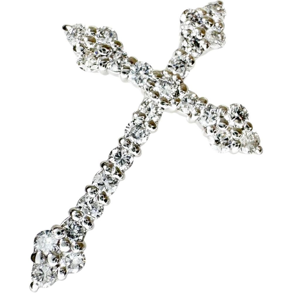 PT900天然ダイヤモンド0.50ctクロスデザインペンダントトップ 美品 クロス/十字架 ダイヤモンド 0.50ct ペンダントトップ Pt900プラチナ
