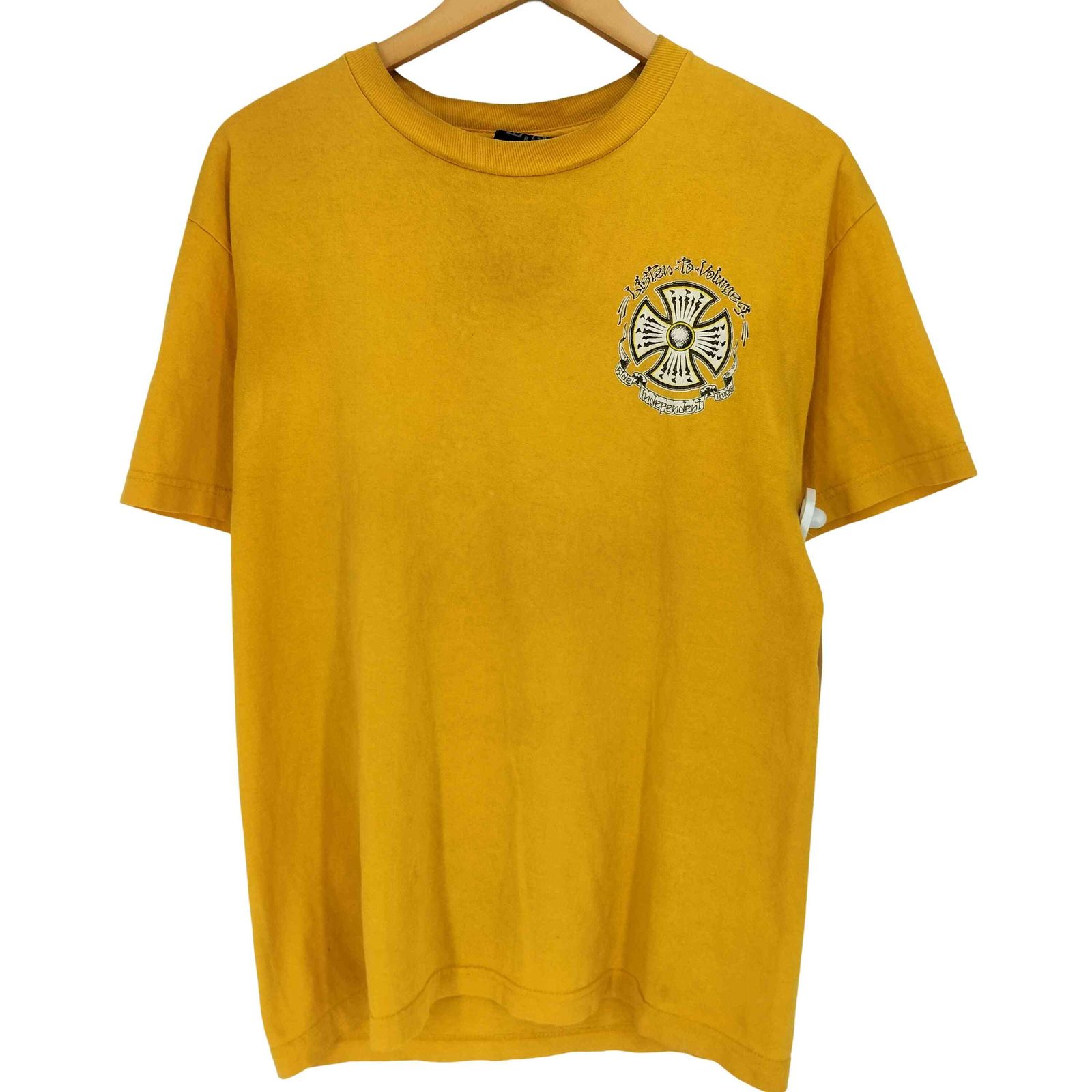 インディペンデント INDEPENDENT 00S MHSボディ Listen To Volume 4 Cross Gold Multi スカル アイアンクロス 両面プリント Tシャツ メンズ import：M