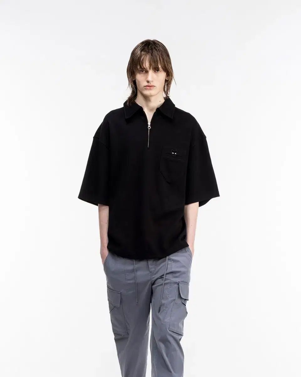 SONGZIO HOMME(ソンジオ・オム) ZZERO SONGZIO ワイド KARA（カラ） ジップアップ Tシャツ ブラック SF3TS809BK