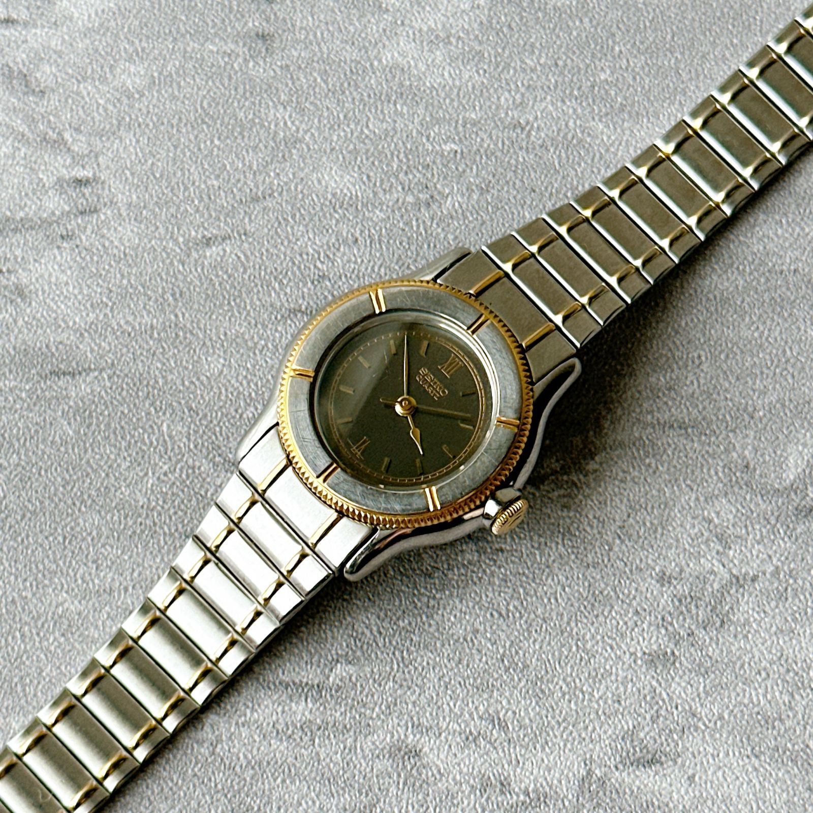 SEIKO セイコー 7321-0150 コンビカラー ラウンドケース レディース クォーツ 純正ブレス ヴィンテージ